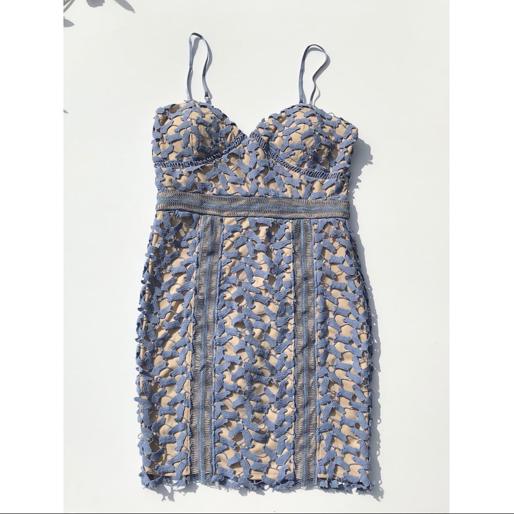Nude dress with lace overlay
